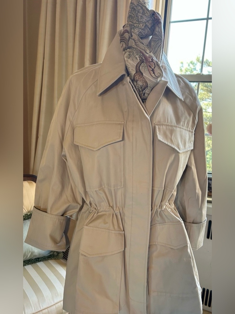 NWT Everlane Organic Cotton Crisp Utility Jacket XL Sand ( Size notes below)